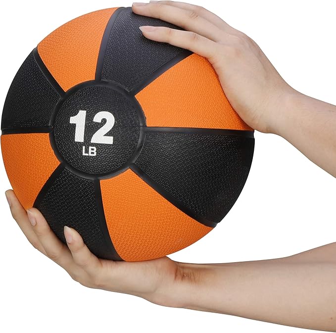 ZENY Fitness Medicine Ball 12lb, Weighted Exercise Ball with Textured Grip Fitness Core Strength Training Rubber Ball Home Gym Workout Equipment