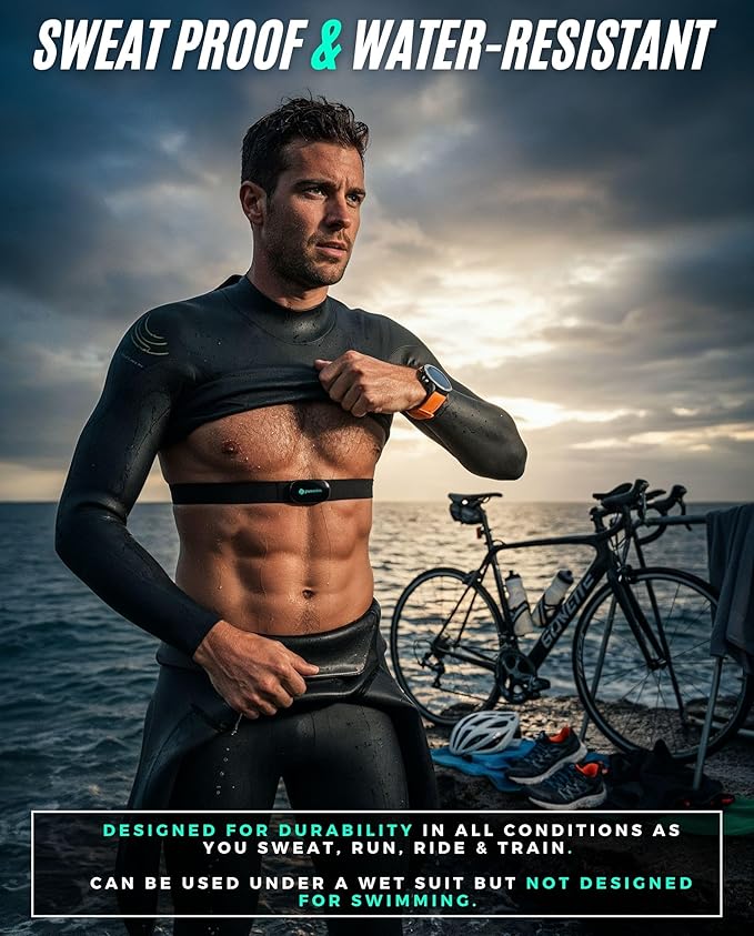 Powr Labs Bluetooth and ANT+ Heart Rate Monitor Chest Strap - All Day Comfort, Easy Connectivity - Compatible with Polar, Garmin, Peloton, Wahoo