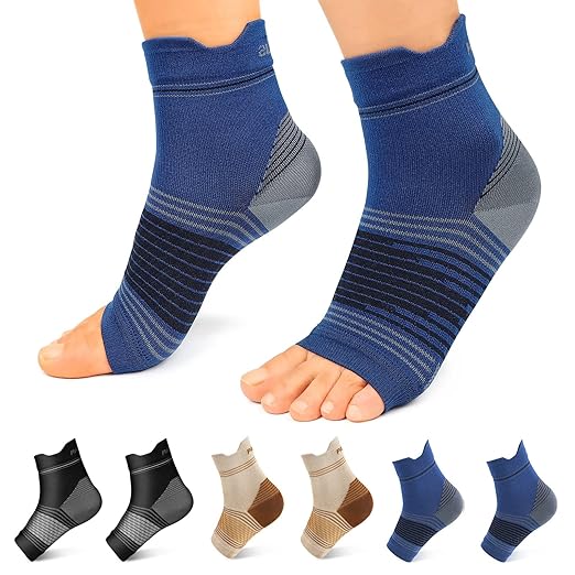 6 Pairs Plantar Fasciitis Socks for Men & Women, Ankle Brace Compression Socks with Arch Support for Achilles Tendonitis, Heel Pain, Swelling & Arthritis Relief, Black, Nude, Navy, Small