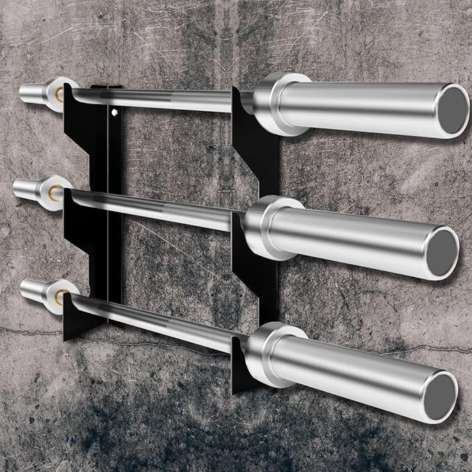 Luwint Barbell Holder Wall Mount, Horizontal 3 Weight Bar Storage Rack
