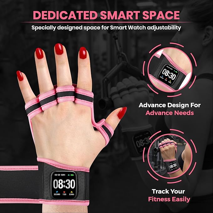 Workout Gloves for Men & Women, Smartwatch Compatible Ventilated Gym Gloves with Wrist Wrap Support, Breathable Weight Lifting Gloves for Fitness, Training & Cycling with Excellent Grip