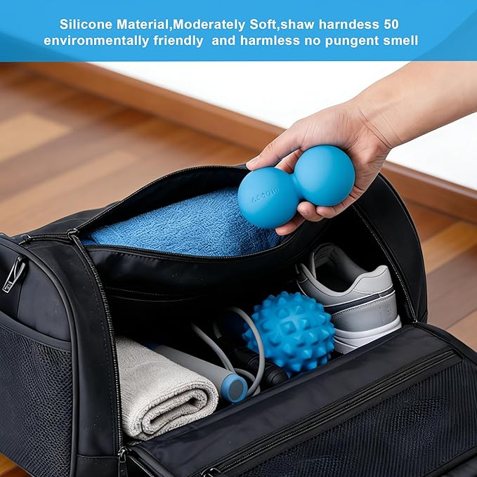 Peanut Massage Ball-Double Lacrosse Massage Ball, Mobility Ball for Myofascial Release,Yoga Therapy,Trigger Point Therapy,Muscle Knots and Acupoint Massage (Grey Firm Ball)