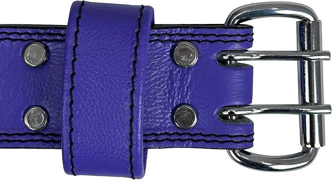 Women's 100% Pure Heritage Full Grain Leather Lifting Belt – Handcrafted with Extra Padding, Double Prong Buckle & Double Stitching (Dark Blue M)