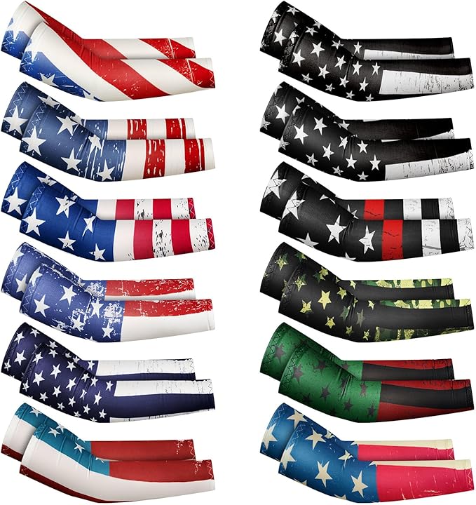 Newcotte 12 Pairs Arm Sleeves for Kids Compression Football Baseball Arm Sleeve Youth UV Protection Breathable Cooling Sleeve