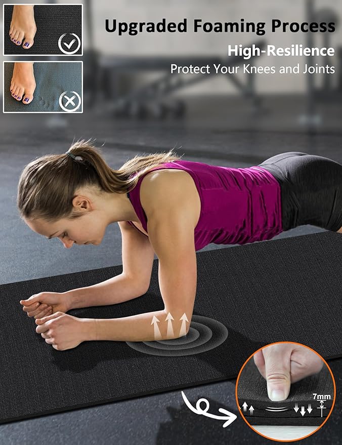 Large Exercise Mat 8'x5'|12'x6'|6'x4'|6'x2' Workout Mat for Home Gym Mats Exercise Heavy Duty Gym Flooring Fitness Mat Large Yoga Mat Cardio Mat for Weightlifting, Jump Rope, MMA, Shoe-Friendly