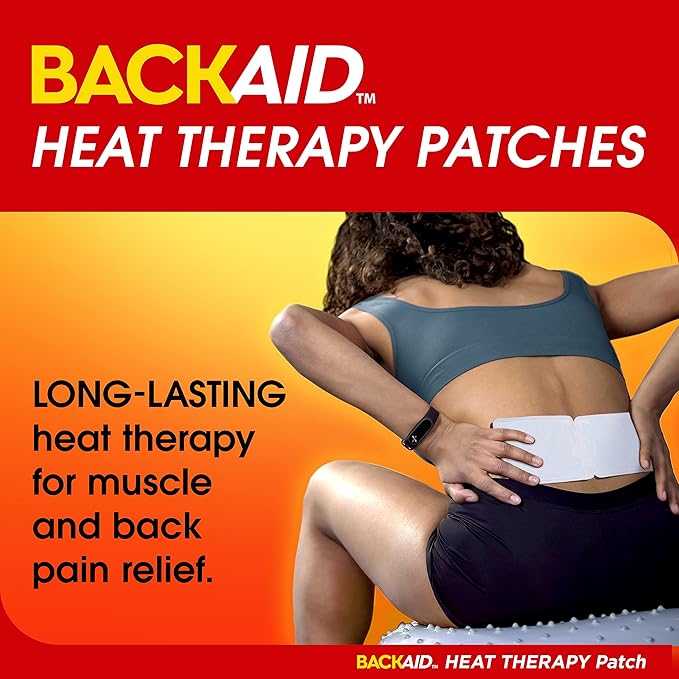 Backaid Heat Therapy Patch, Air-Activated Therapeutic Heat, Wide for Lower Back and Hip Pain Relief, 6 Count