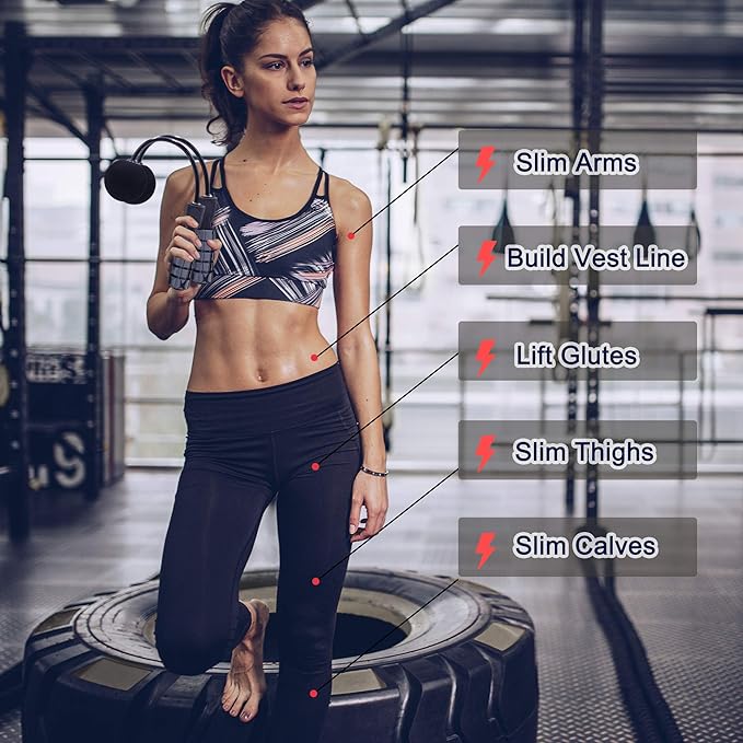 Cordless Jump Rope for Fitness with Indoor Jumping Rope Weighted Ropeless Skipping Jump Rope for Men Women Kids High-Speed Rope Skipping for Narrow Space Fit Weight Loss and General Workouts