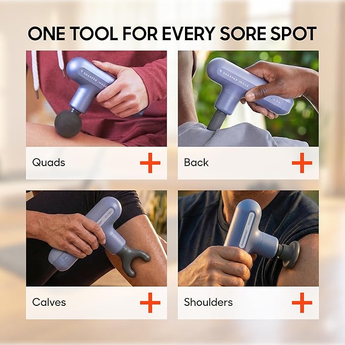Sharper Image Powerboost Move Aero [New 2026 Version] Mini Deep Tissue Percussion Massage Gun| Muscle Recovery & Pain Relief Massage Tool| Full Body Back & Shoulder Massager| Travel Gift for Men Women
