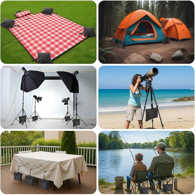 Soulchen Sand Bag for Boat Covers 8/10/12 Pcs Sandbag Mooring Kit Tear-Resistant Weight Sandbag Windproof Weighted Sand Bag Tarp Weight with Carabiner and Tarp Clip Accessories