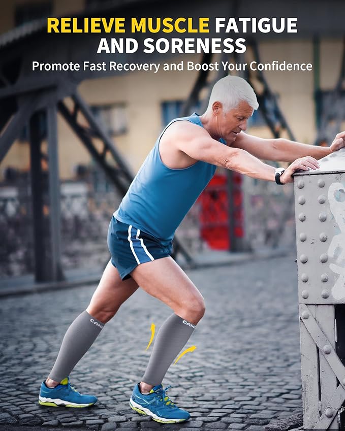 CAMBIVO 3-Pair Calf Compression Sleeves for Men & Women – Footless Socks for Shin Splints & Leg Pain Relief, 1 Pair Available