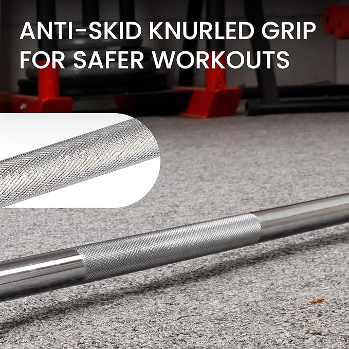 Fitvids 2 Inch Olympic Barbell Bar, 5/6/7 Feet Bar with Collar for Home Gym Strength Training, weight lifting, Bench Press, 700 LB Capacity