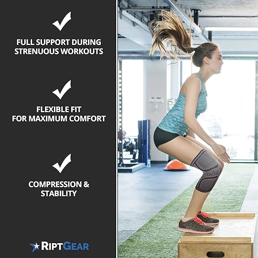 RiptGear Knee Compression Sleeve - Braces for Knee Pain - Compression for Arthritis, Meniscus Tear, Running, Walking - Support for Women and Men - Sleeves Weightlifting (XX-Large, Gray (1 Pack))