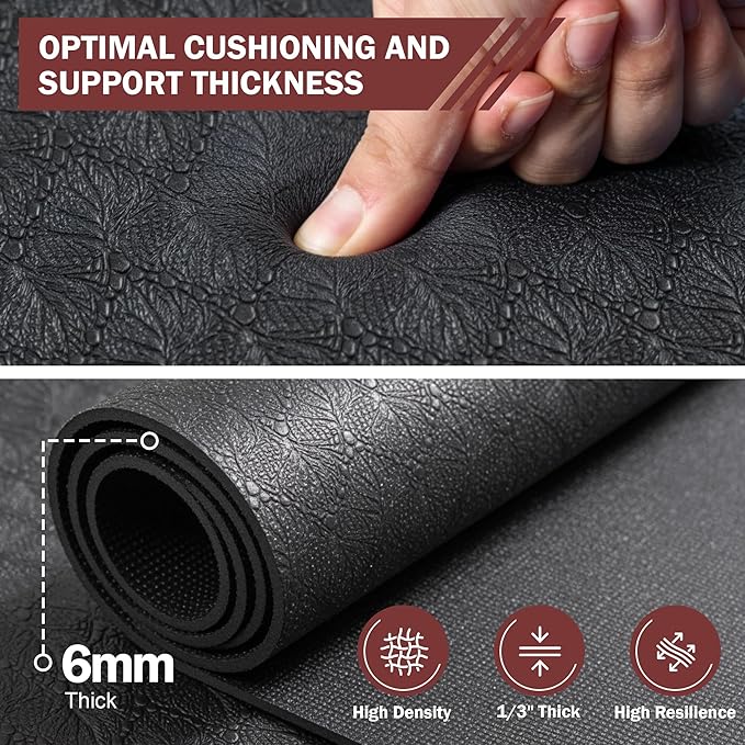 Stepwaver Extra Large Exercise Mat, 6'x4'/7'x5' /8'x5' (6mm) Thick Workout Mat for Home Gym & Garage Flooring, Shoe-Friendly, Non-Slip, Ultra Durable, Thick Large Workout Mats for Home Workouts