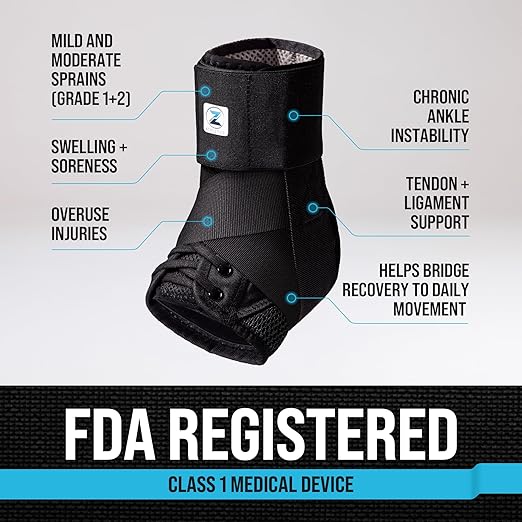 Z ATHLETICS Ankle Brace for Women & Men - Lace Up Adjustable Support with Side Stabilizers for Sprained Ankle, Achilles Tendonitis Relief | Basketball, Volleyball, Running & Sports Recovery
