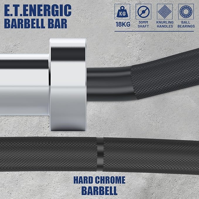 7FT Olympic Cambered Barbell Bar Load 1000LBS Capacity Available Men's Barbell with Hard Chrome Sleeves for 2" Olympic Plates