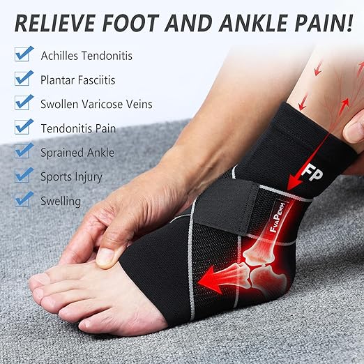 Ankle Brace for Women Men, 2 Pack Ankle Compression Sleeve Support Copper Infused Ankle Brace for Sprained Ankle, Plantar Fasciitis Sports, Achilles Tendonitis Pain Relief, Black, S