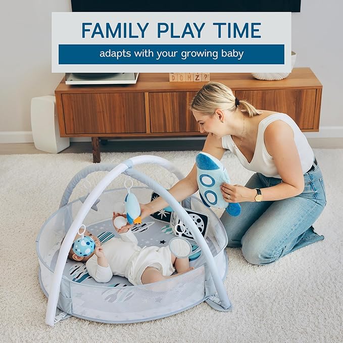 Aila+Aiden 6-in-1 XL Play Mat & Play Gym, Baby Gym, Baby Activity Gym, Sensory Exploration and Motor Skill Development Toys (Space Gray)