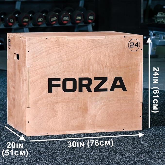 FORZA 3-in-1 Plyometric Jump Box – Strength Training Equipment | Indoor Wooden Box Training Tool | 20" 24" 30" (51cm 61cm 76cm) Plyo Box