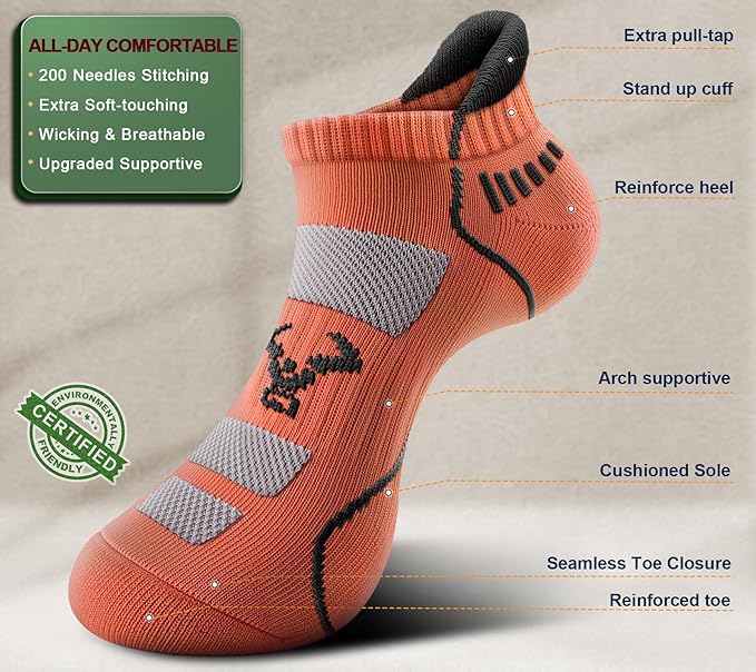 BULLIANT Men Running Socks,Active Ankle Socks No Show For Men With Cushioned Footbed Arch Support Breathable Wicking