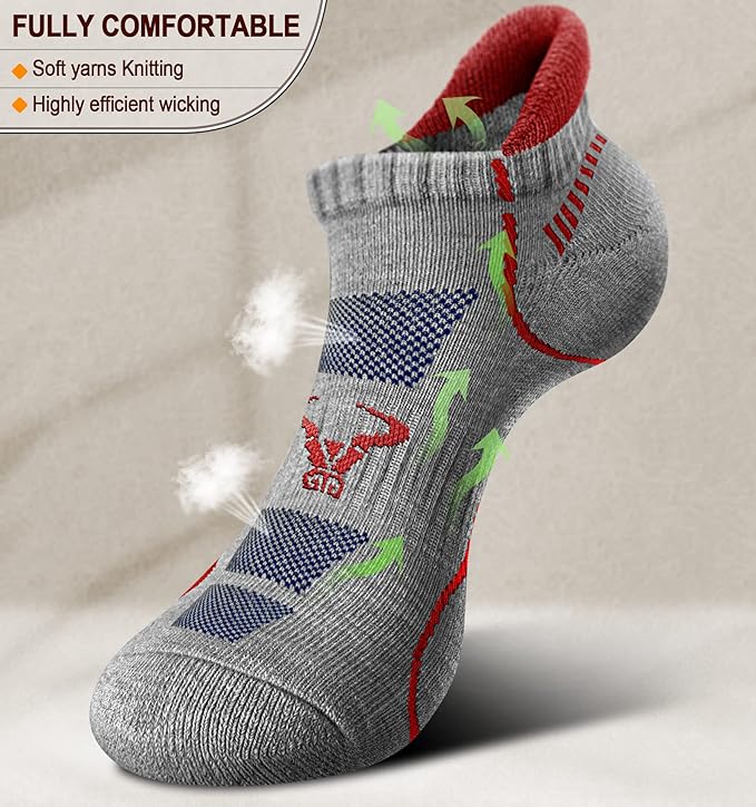 BULLIANT Men Running Socks,Active Ankle Socks No Show For Men With Cushioned Footbed Arch Support Breathable Wicking