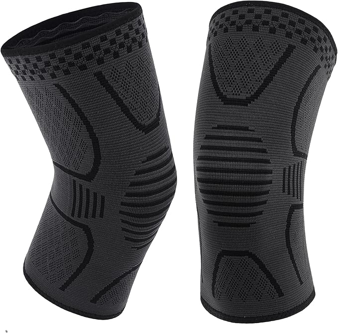 Double Couple 2 Pack Copper Knee Brace Knee Compression Sleeve Support for Men Women Knee Pain Working Out Running Sport Arthritis
