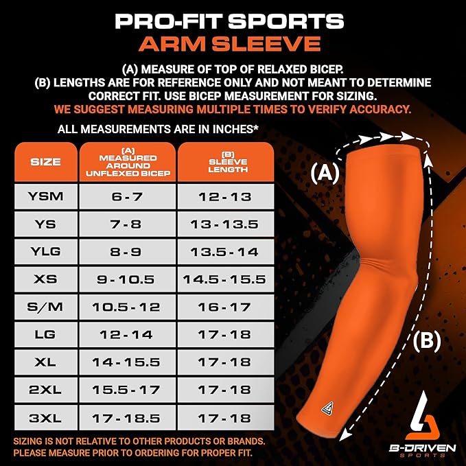 B-Driven Sports Pro Fit Compression Arm Sleeve for Men Women & Youth, Basketball Baseball Football, Single Digital Designs