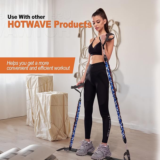 HOTWAVE Resistance Bands for Portable Gym,Push Up Board and Pilates Bar Replacement Backup Exercise Band. Safety Cloth Cover,Squat Workout,Strength Training Fitness Accessories