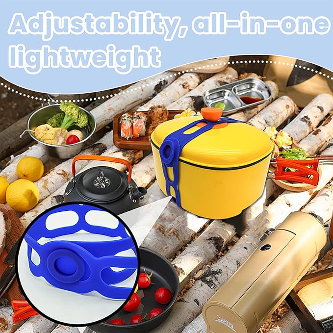 21.3 Inch Reusable Silicone Tie - Self-Locking Elastic Strap for Bento Box/Slow Cooker Lid/Pot, Multi-Use Organizer for Cords/Curtain/Yoga Mat/Camping Gear, BPA-Free & Dishwasher Safe (Blue 1PCS)