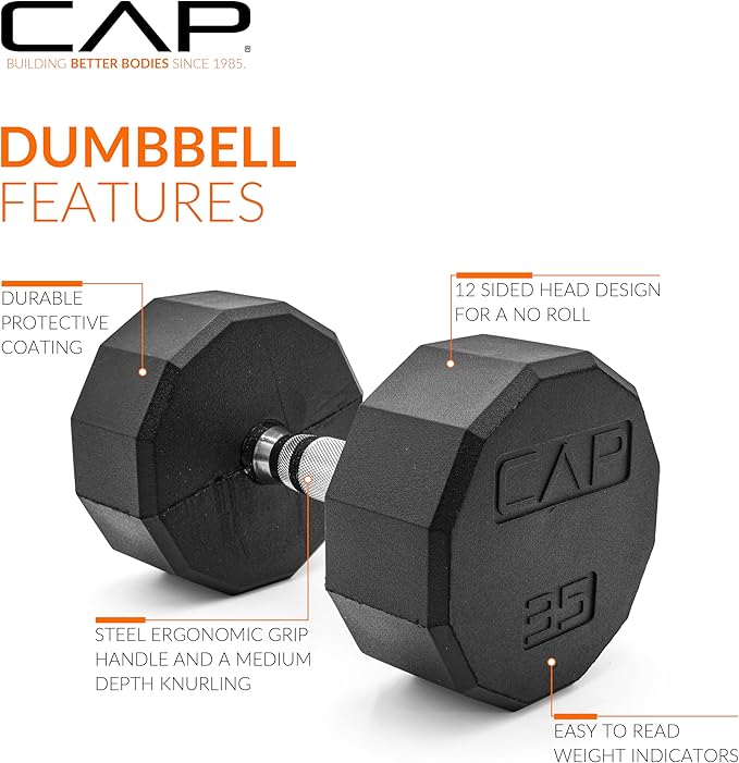 CAP Barbell Coated Dumbbell Weight | Multiple Options Pairs & Sets