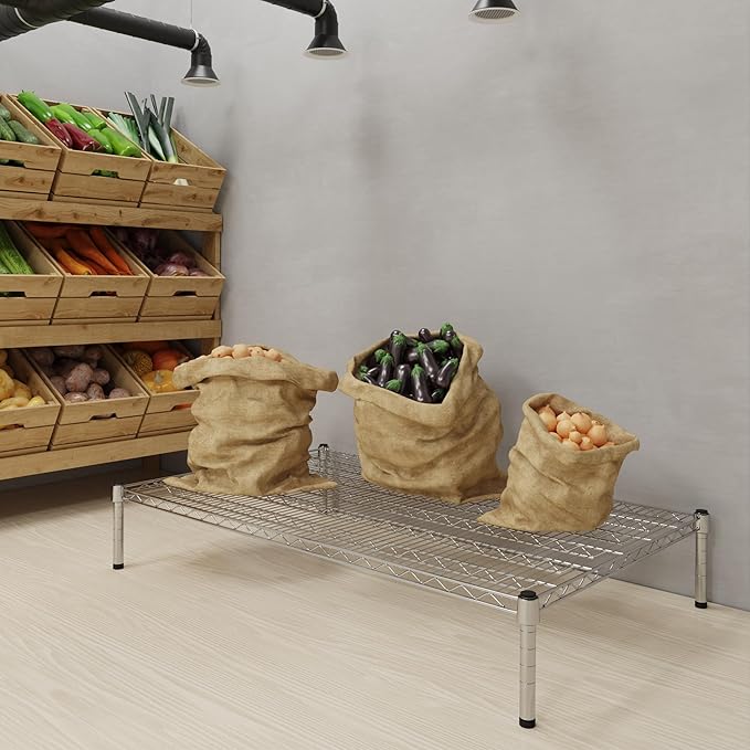 30''W x 48''L x 8''H Chrome Plated Wire Dunnage Rack | Off The Floor Storage
