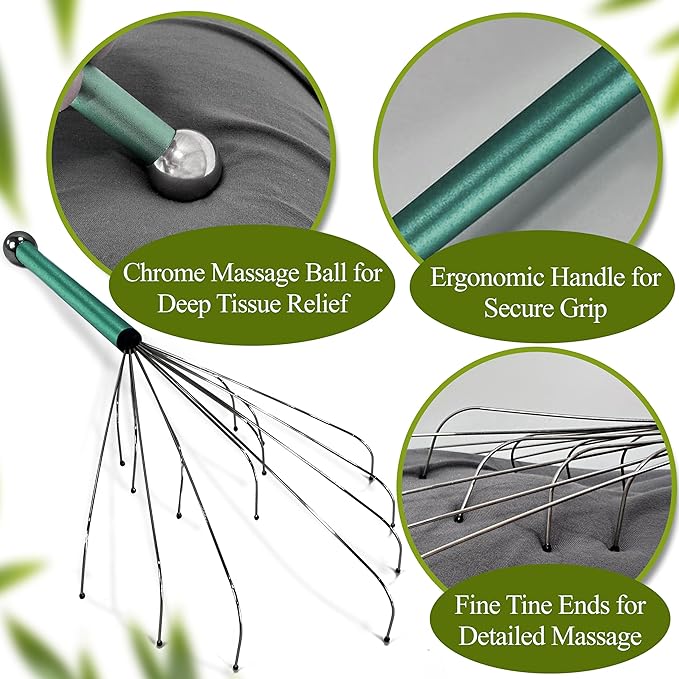 stargo Massage Master Metal Back Scratcher Extendable for Men, Women, Elderly - Wide Wire Claw Scratching Head Body Massager - Hand Back Scratch for Adults, Dogs - Massage Stick Gift