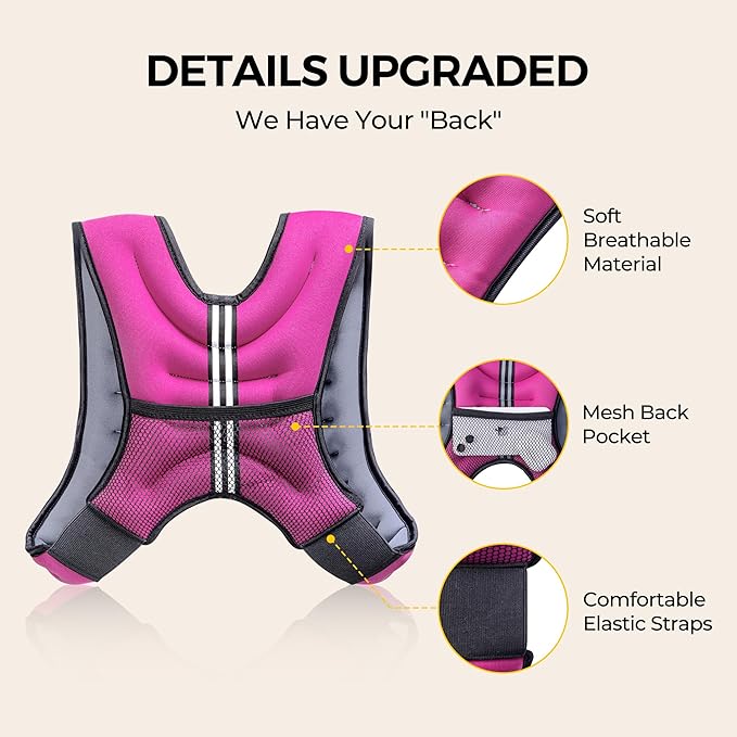 PACEARTH Weighted Vest,6lb/8lb/10lb/12lb/16lb/20lb/25lb/30lb Weight Vest with Reflective Stripe, Body Weight Vests for Women, Men, Weight Loss Workout, Strength Training, Running, Walking, Jogging