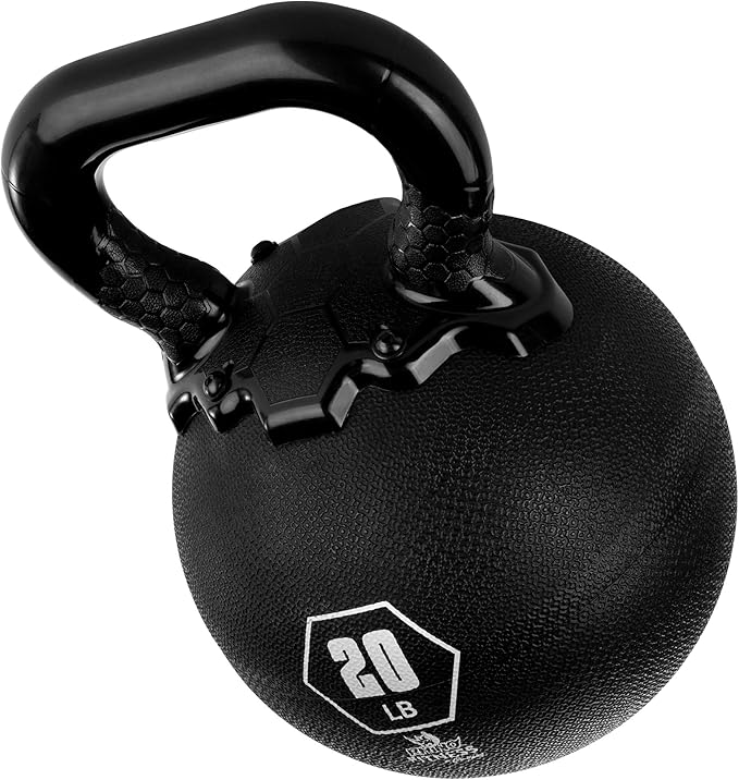 Champion Sports Rhino Kettlebell Rubber Weights, Black - Premium Strength Training Equipment - Multiple Weights