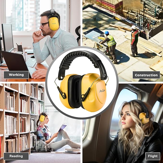 ProCase Noise Reduction Ear Muffs, Sound Proof Ear Protection, NRR 28dB Noise Cancelling Headphones for Adults Kids Autism, Hearing Protection for Shooting Gun Range Mowing -Yellow