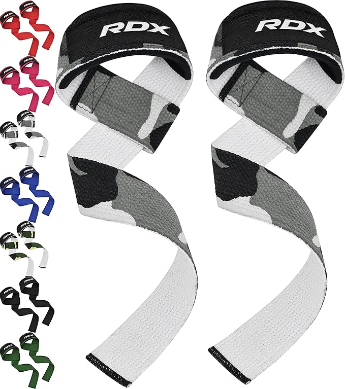 RDX Lifting Straps for Weightlifting –100% Cotton Heavy Duty Gym Wrist Strap with 5MM Neoprene Padding, 60CM Anti-Slip Hand Grip Wraps for Deadlifts Powerlifting Workouts Strength Training, Men Women