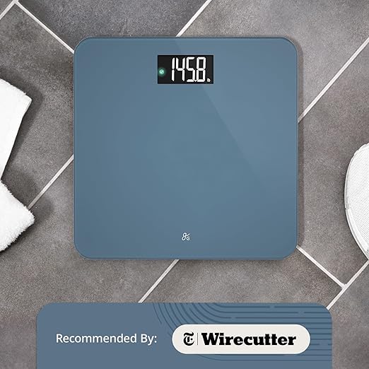 Greater Goods AccuCheck Digital Scale for Body Weight - Accurate Digital Bathroom Scale with High-Precision Sensors, Large Easy-to-Read Backlit Display, 400 lb Capacity, Auto Step-On (Stone Blue)