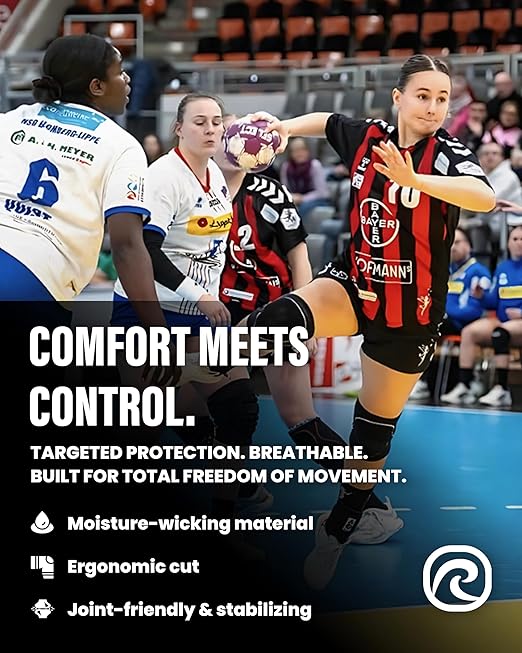 Rehband Knee Pads for Volleyball, Handball & Indoor Sports, Neoprene Knee Sleeve Protector, Comfortable & Snug Fit, Shock-absorbing Sports Knee Pads Unisex, Colour:Black, Size:X-Small