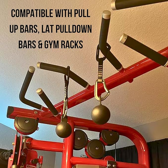 REP Fitness Cannonball Grips | Pull Up & Grip Strength Trainer for Cable Machines, Power Racks & Home Gyms : Includes Carabiner and 3" or 5" Straps Options | Forearm, Wrist & Hand Exerciser