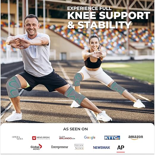 Modvel Compression Knee Brace for Women & Men, 2-Pack Knee Brace for Running Knee Pain, Knee Support Compression Sleeve, Workout Sports Knee Braces for Meniscus Tear, ACL & Arthritis Pain Relief