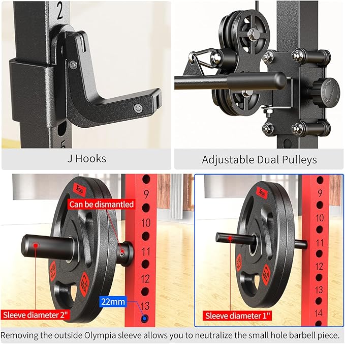 Multi-Purpose Squat Rack,Smith Machine Weight Rack Set with Cable Crossover System, Home Gym Power Racks, Power Racks and Packages
