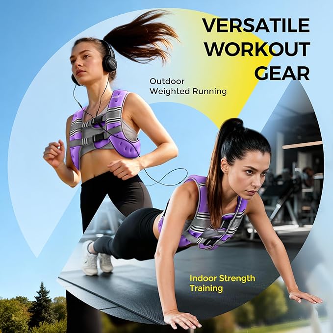 PACEARTH Weighted Vest,6lb/8lb/10lb/12lb/16lb/20lb/25lb/30lb Weight Vest with Reflective Stripe, Body Weight Vests for Women, Men, Weight Loss Workout, Strength Training, Running, Walking, Jogging
