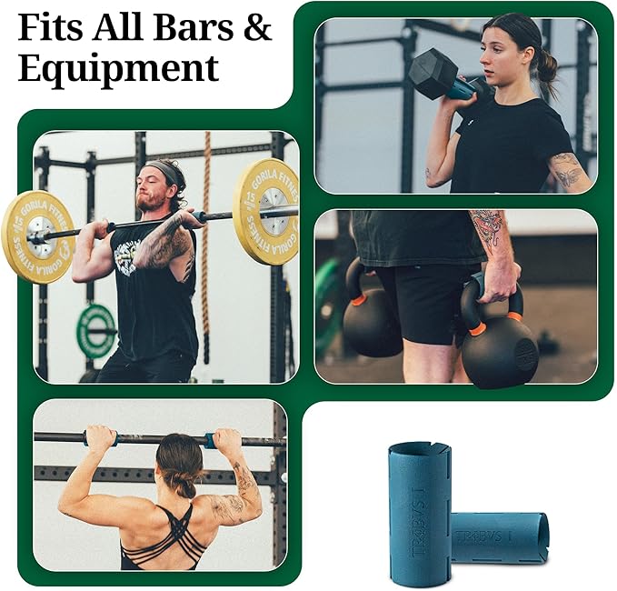 Thick Grips for Dumbbells & Barbells (2.0” diameter) - Thick Dumbbell Grips (One Pair), Arm & Forearms & Grip Strength
