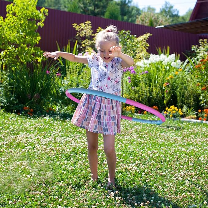 Liberry Kids Exercise Hoop, Detachable & Size Adjustable Toy Hoop, Professional Hoola Rings, Sport Gift in Blue, Pink