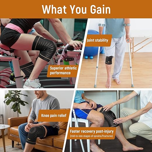 JIUFENTIAN Copper Knee Brace for Women and Men(2 Pack) knee compression sleeves for Arthritis,Running & Daily Use-Targeted Support for Joint Stability & Pain Relief(Small)