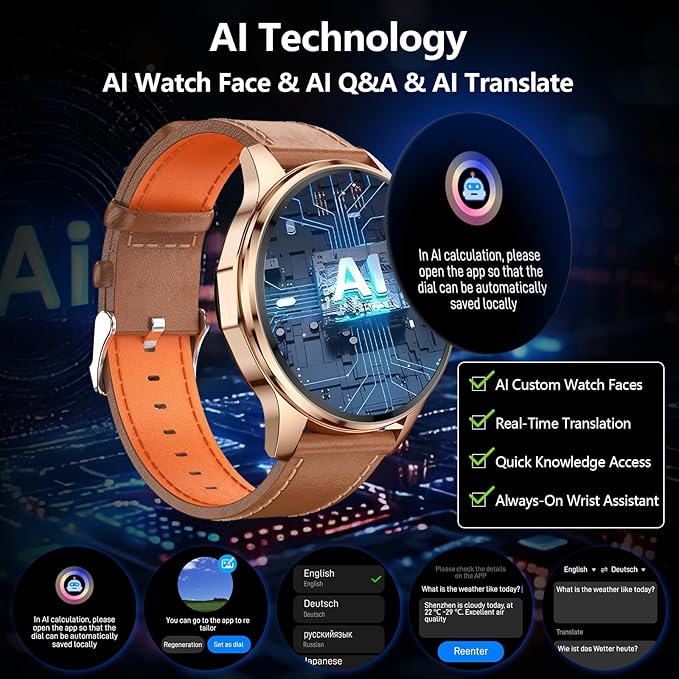 Smart Watch for Men Built-in GPS with Map(Answer/Make Call/Text), 1.46" AI Smartwatch for Android Phones/iPhone, 100+ Sport Mode Fitness Tracker with Health/Sleep Monitor, Compass/Barometer(2 Straps)