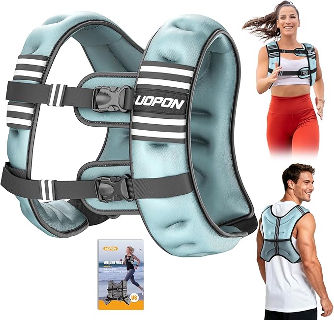 Weighted Vest for Women Men, 8 lb/10 lb/12 lb Weight Vest for Walking with Reflective Stripe and Adjustable Buckle Straps, Body Weights for Osteoporosis, Running, Strength Training and Weight Loss