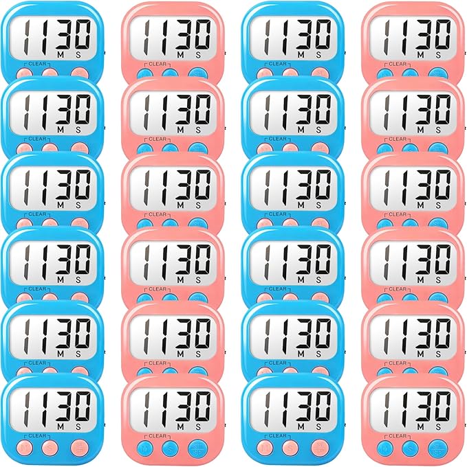 Classroom Timers for Teachers Kids Large Magnetic Digital Timer Teacher Supplies 24 Pack-Blue Pink