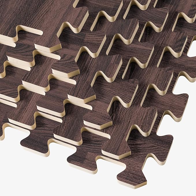 Forest Floor 3/8 Inch Thick Printed Foam Tiles, Premium Wood Grain Interlocking Foam Floor Mats, Anti-Fatigue Flooring – Stylish Flooring Solution