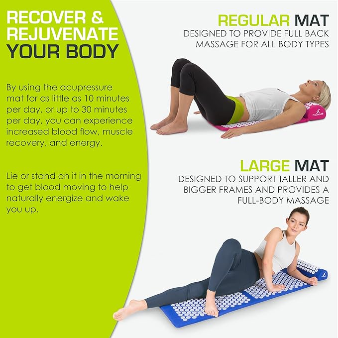 ProsourceFit Acupressure Mat and Pillow Set for Back/Neck Pain Relief and Muscle Relaxation