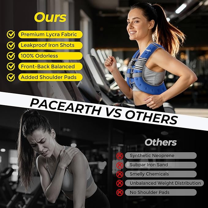 PACEARTH Weighted Vest,6lb/8lb/10lb/12lb/16lb/20lb/25lb/30lb Weight Vest with Reflective Stripe, Body Weight Vests for Women, Men, Weight Loss Workout, Strength Training, Running, Walking, Jogging